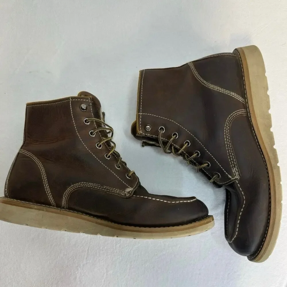 Carhartt Men’s 11 Work Boots Leather Brown Moc Toe Waterproof EH CMW6095 Wedge